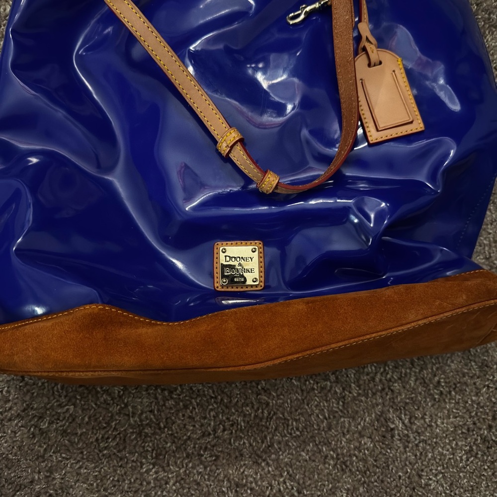 Dooney & Bourke Blue and Tan Patent Leather Women's Bag